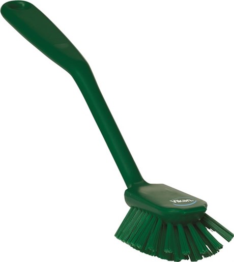 Vikan – Hygiene – Afwasborstel – Met schraprand – Medium vezels – Groen