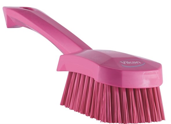 Vikan – Hygiene – Afwasborstel – Met korte steel – Harde vezels – Roze