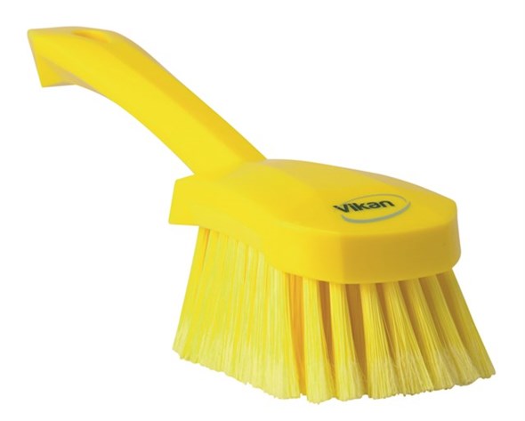 Vikan – Hygiene – Afwasborstel – Met korte steel – Zachte splitvezels – Geel