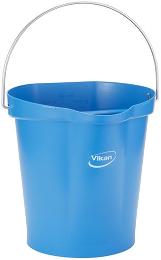 Vikan – Hygiene emmer – Met Schenktuit – Metal & x-ray detecteerbaar – Maatverdeling – Blauw – 12L