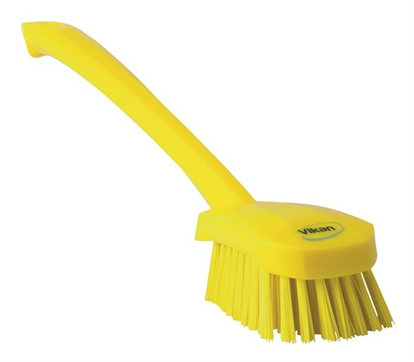Vikan – Hygiene – Afwasborstel – Met lange steel – Harde vezels – Geel