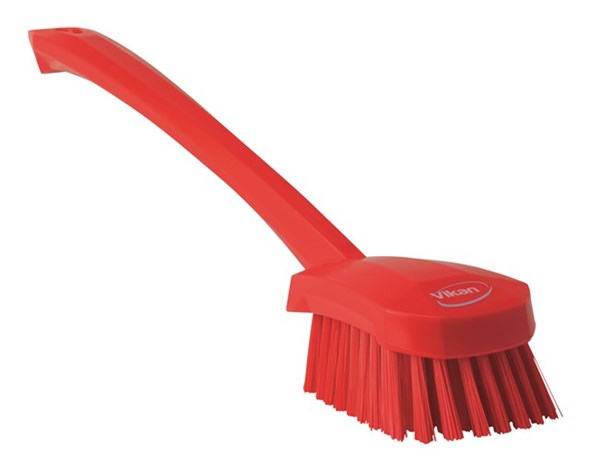 Vikan – Hygiene – Afwasborstel – Met lange steel – Harde vezels – Rood