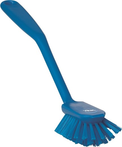Vikan – Hygiene – Afwasborstel – Met schraprand – Medium vezels – Blauw