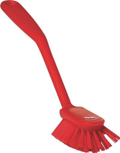 Vikan – Hygiene – Afwasborstel – Met schraprand – Medium vezels – Rood