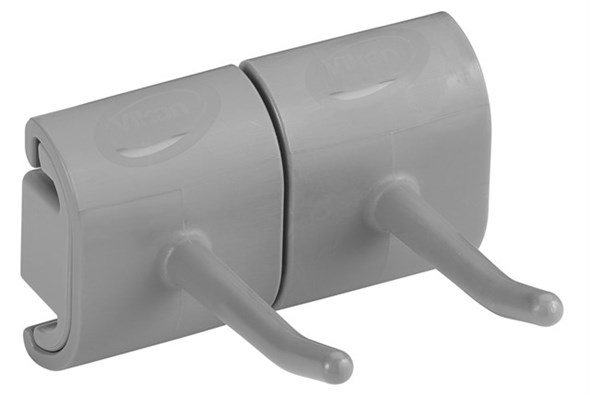 Vikan – Hygiene dubbele haak Voor Hi-Flex ophangsysteem – Grijs – 83mm