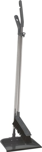 Vikan – Microfibre combinatieset stofblik – Met veger – lange steel – 900mm – Donkergrijs