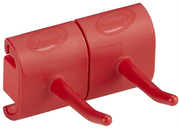 Vikan – Hygiene – Dubbele haak – Voor Hi-Flex ophangsysteem – Polypropyleen – Rood