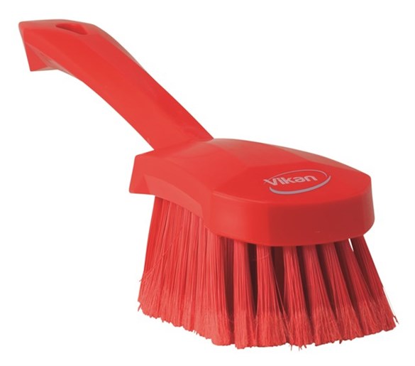 Vikan – Hygiene – Afwasborstel – Met korte steel – Zachte splitvezels – Rood