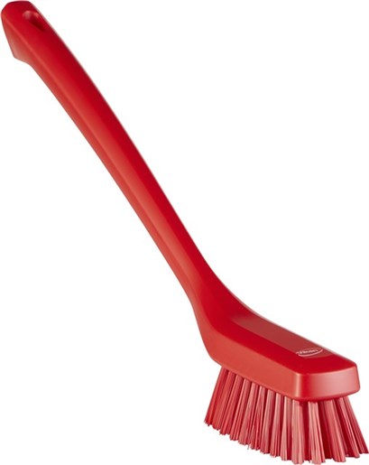 Vikan – Hygiene – Smalle borstel – Lange steel – Harde vezels – Rood