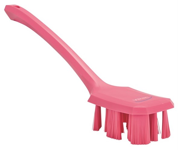 Vikan – UST – Afwasborstel – Met lange steel – Harde vezels – Roze