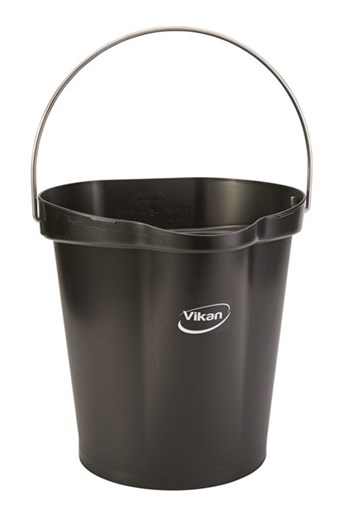 Vikan – Hygiene emmer – Met Schenktuit – Maatverdeling – Zwart – 12L