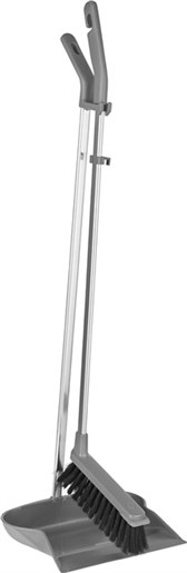 Vikan – Microfibre combinatieset stofblik – Met veger – lange steel – 985mm – Grijs