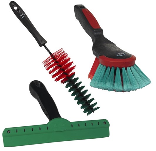 Vikan – Transport actieset 2 (Handborstel – velgenborstel – raamtrekker)