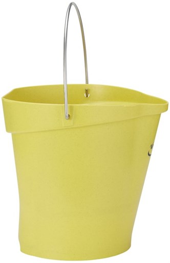 Vikan - Hygiene emmer - Met Schenktuit - Metal & x-ray detecteerbaar - Maatverdeling - Geel - 12L - Afbeelding 3