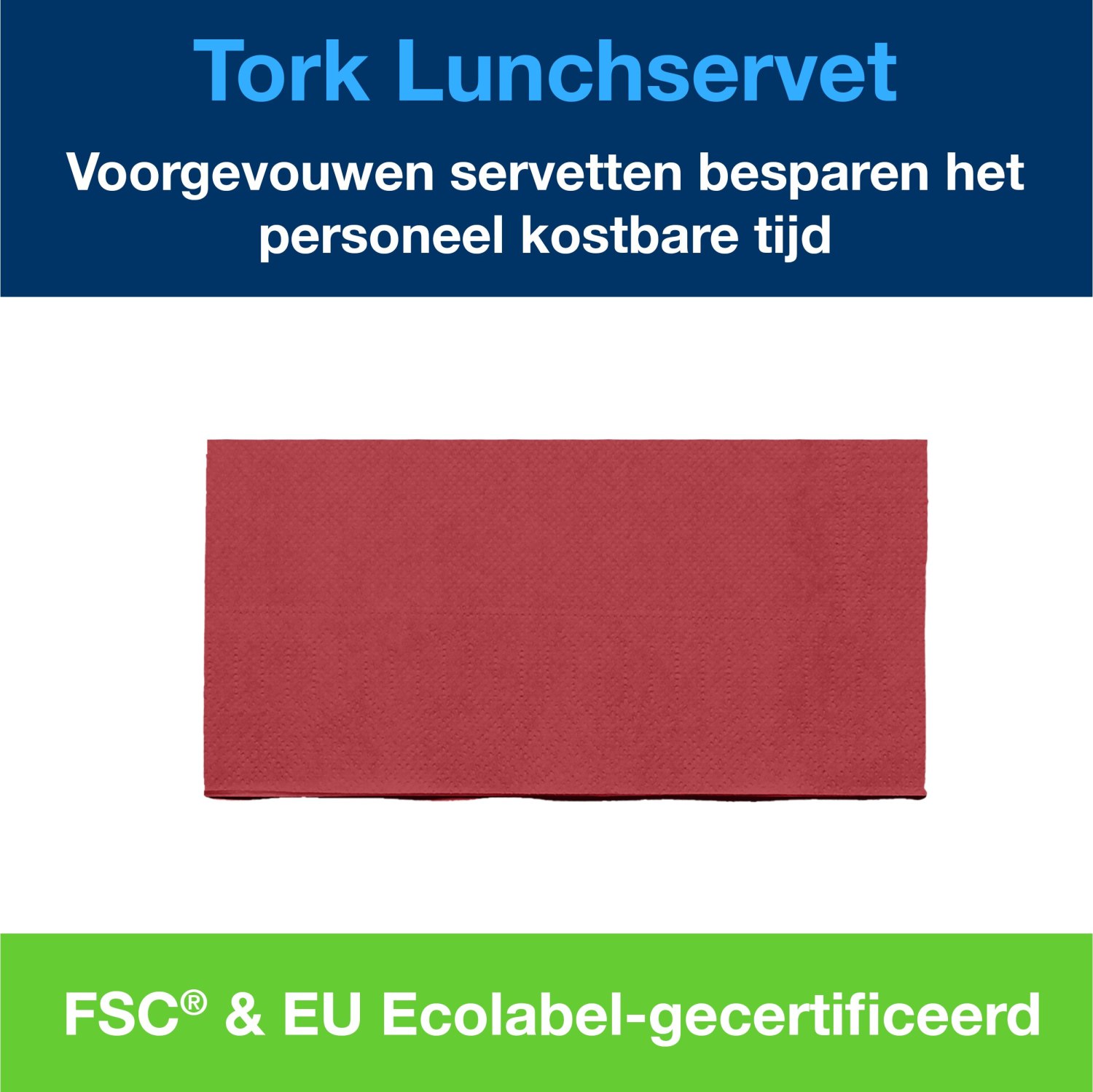 Tork Lunchservet - Advanced - 33x33cm - 1/8-vouw - 2-laags - Bordeaux - Afbeelding 5