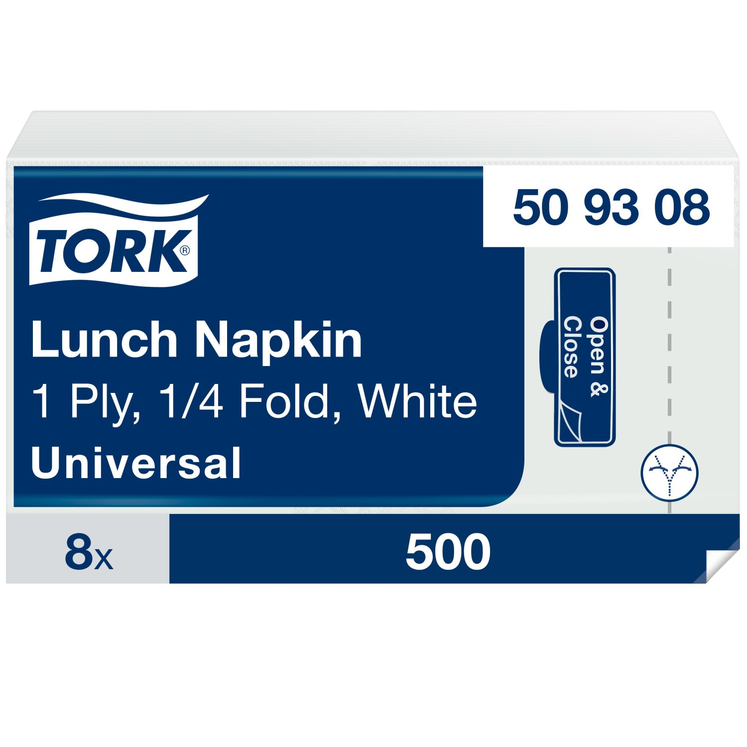 Tork Lunchservet – Universal – 33x33cm – 1/8-vouw – 1-laags – Wit