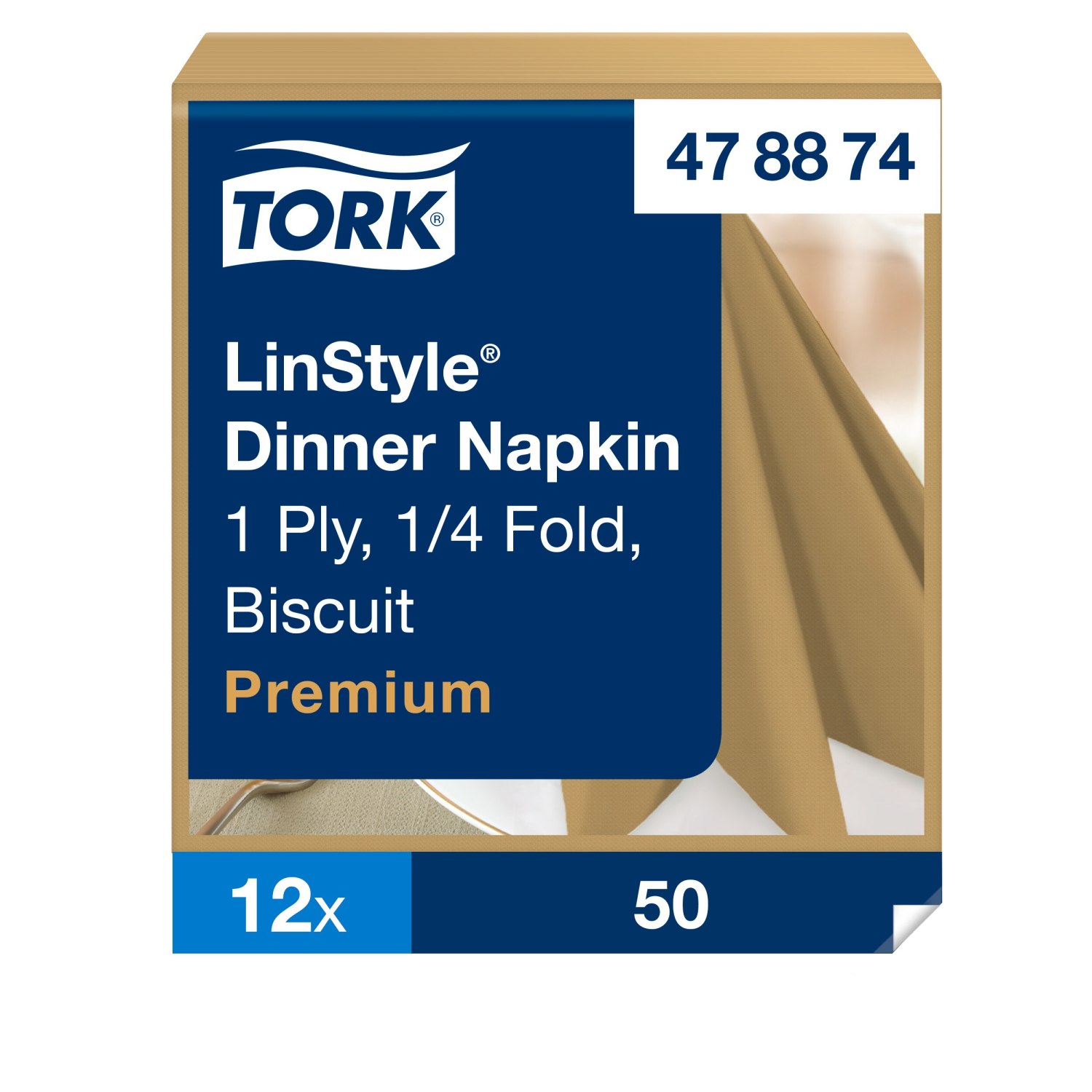 Tork LinStyle – Dinnerservet – Premium – 39x39cm – 1/4-vouw – 1-laags – Biscuit