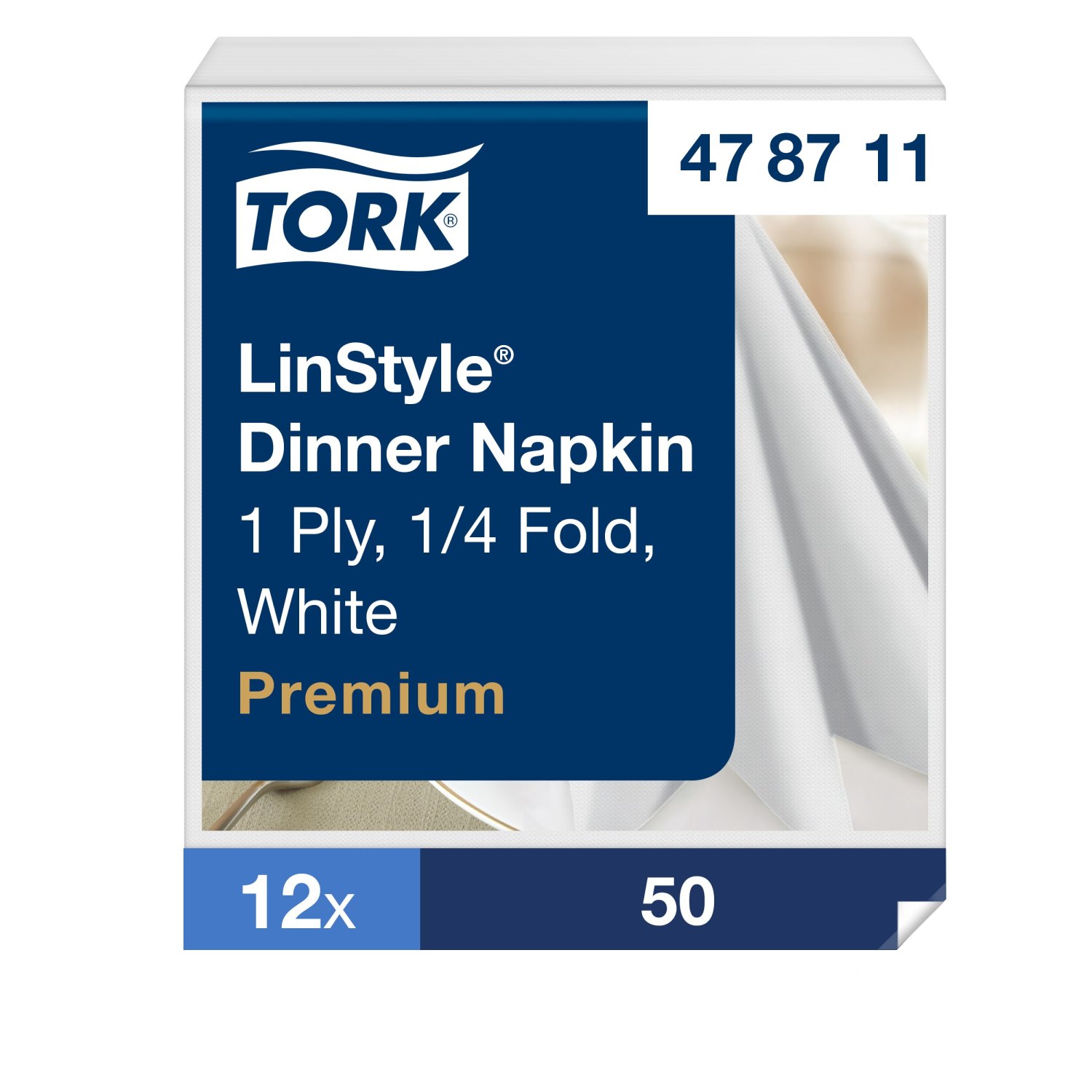 Tork LinStyle – Dinnerservet – Premium – 39x39cm – 1/4-vouw – 1-laags – Wit