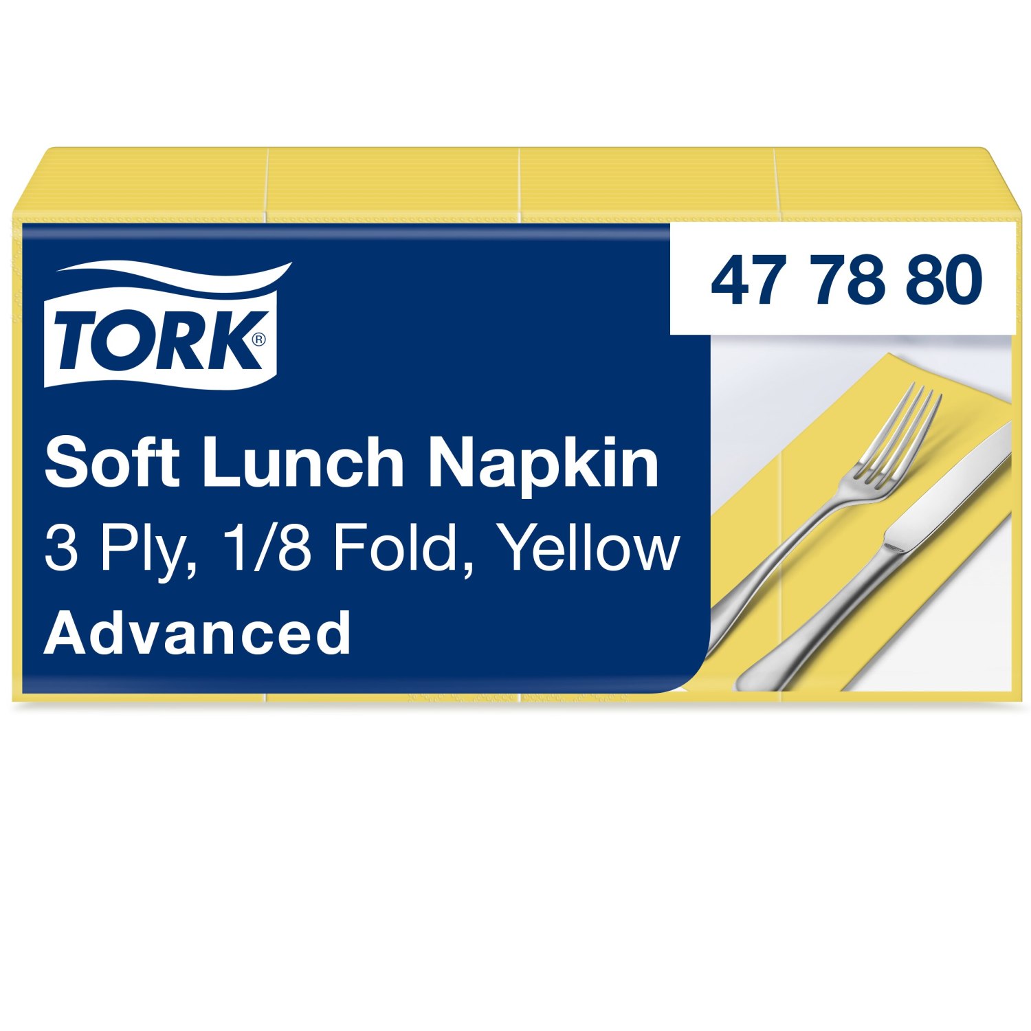 Tork Soft Lunchservet - Advanced - 33x33cm - 1/8-vouw - 3-laags - Geel - Afbeelding 3
