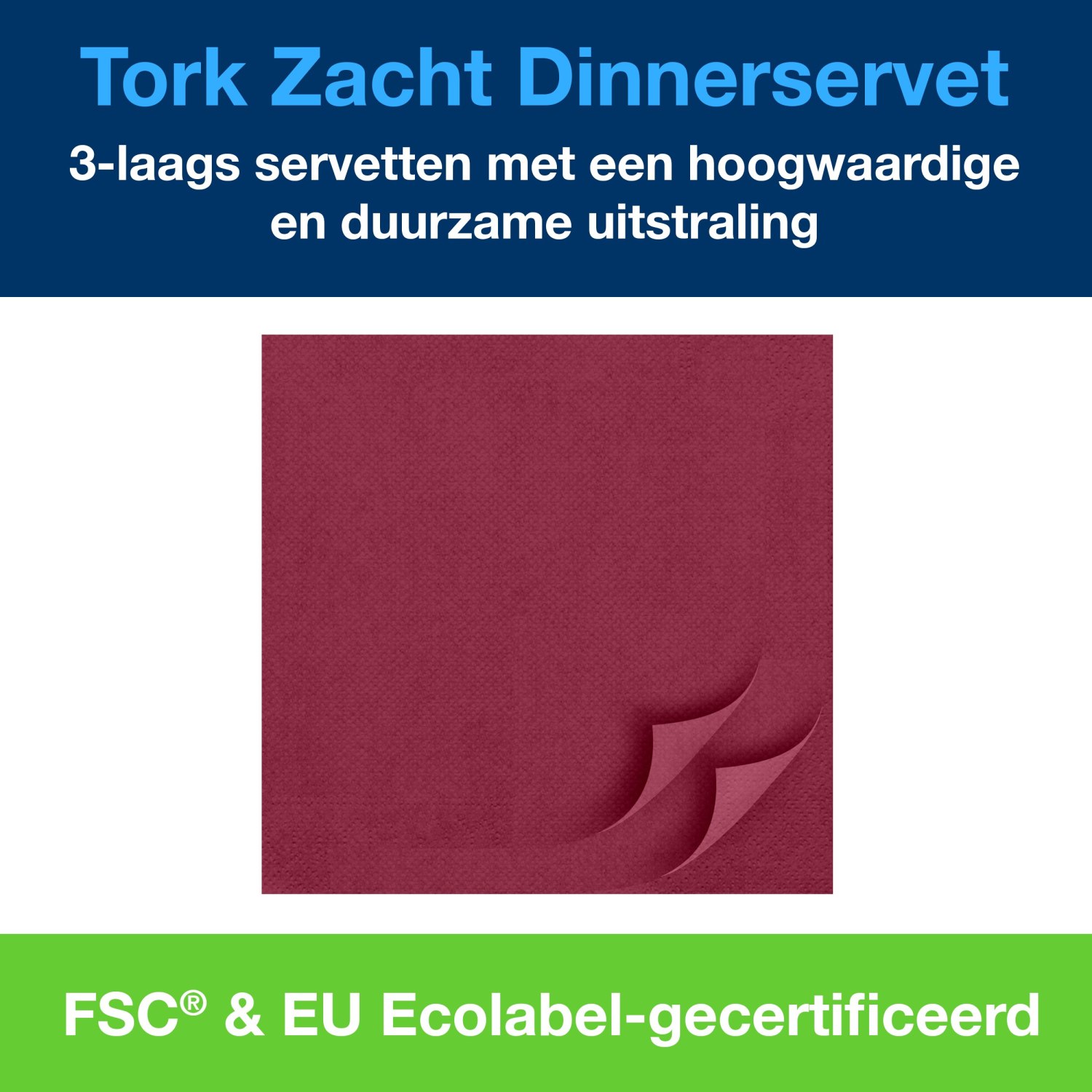 Tork Soft Dinnerservet - Advanced - 3-laags - Bordeaux - Afbeelding 6