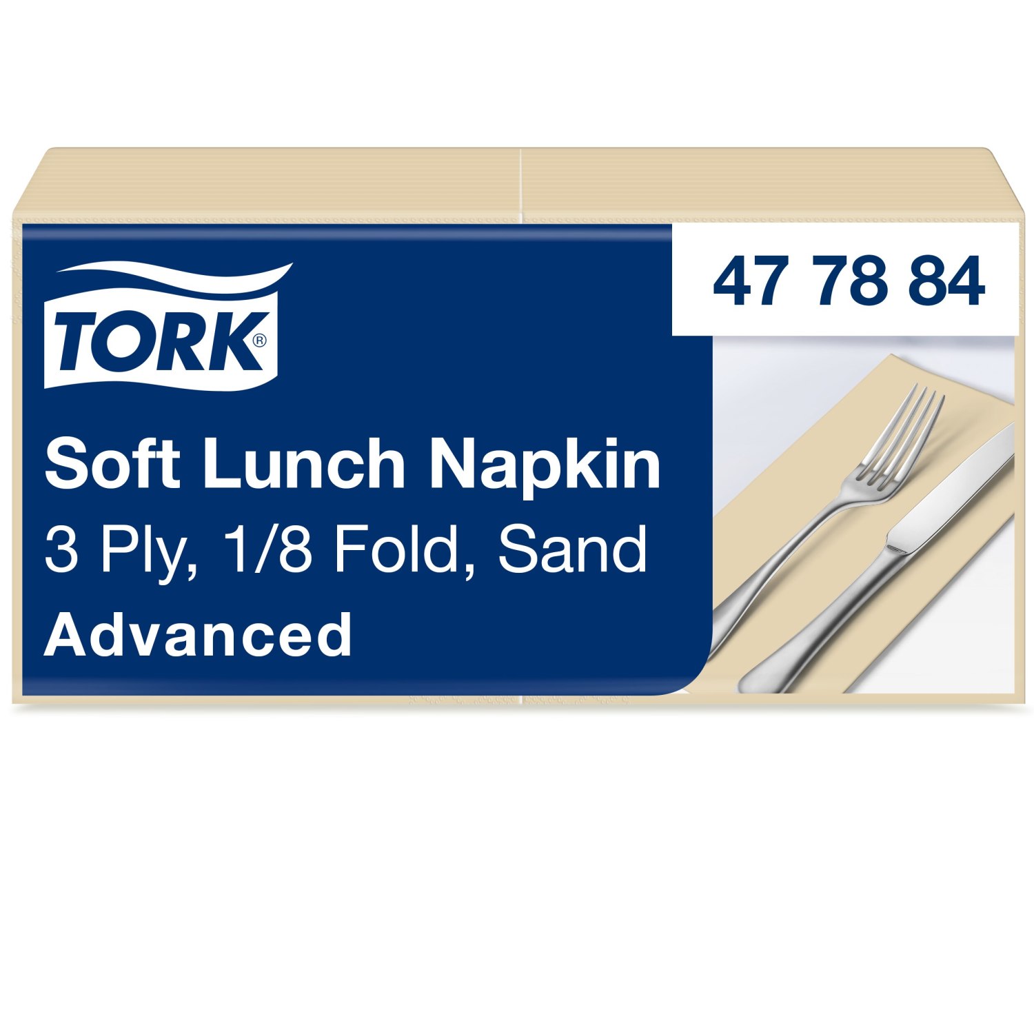 Tork Soft Lunchservet - Advanced - 33x33cm - 1/8-vouw - 3-laags - Zand - Afbeelding 3