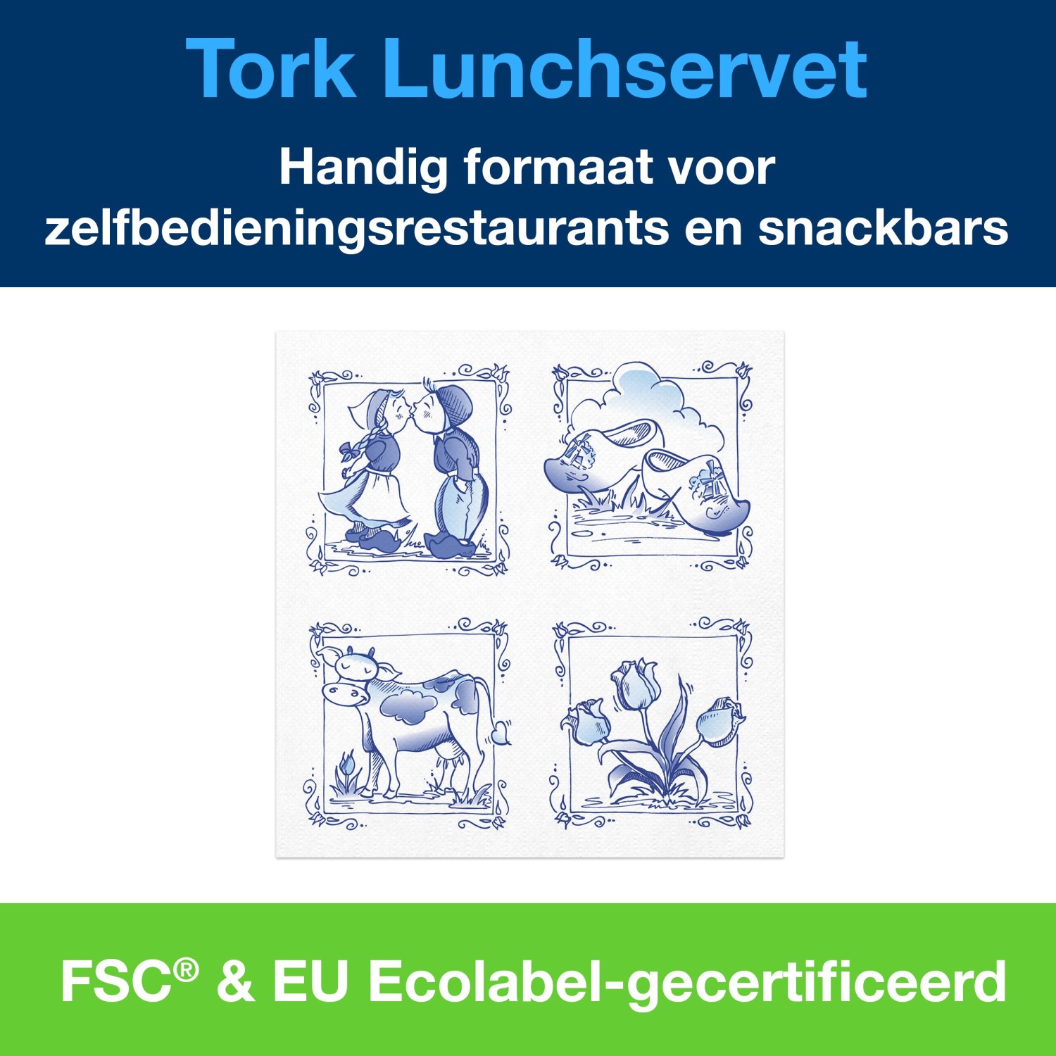 Tork Lunchservet - Delft Ware - 1-laags - Decor - Afbeelding 6