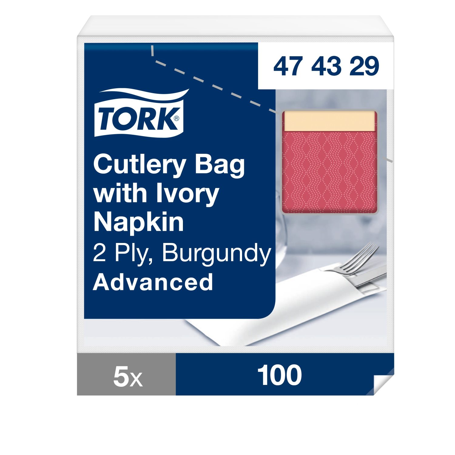 Tork Pochette – Advanced – Bordeaux met ivoor servet – 2-laags