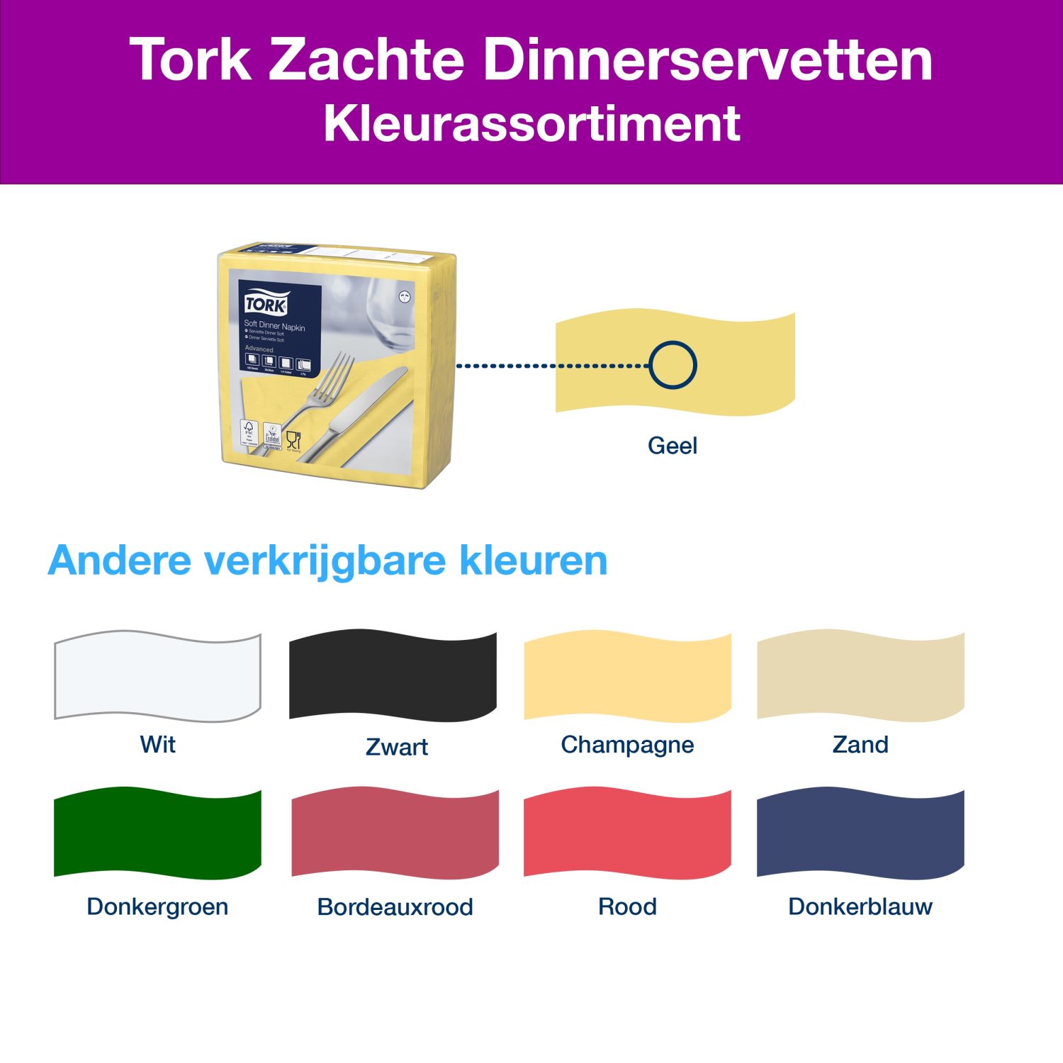 Tork Soft Dinnerservet - 3-laags - Geel - Afbeelding 5