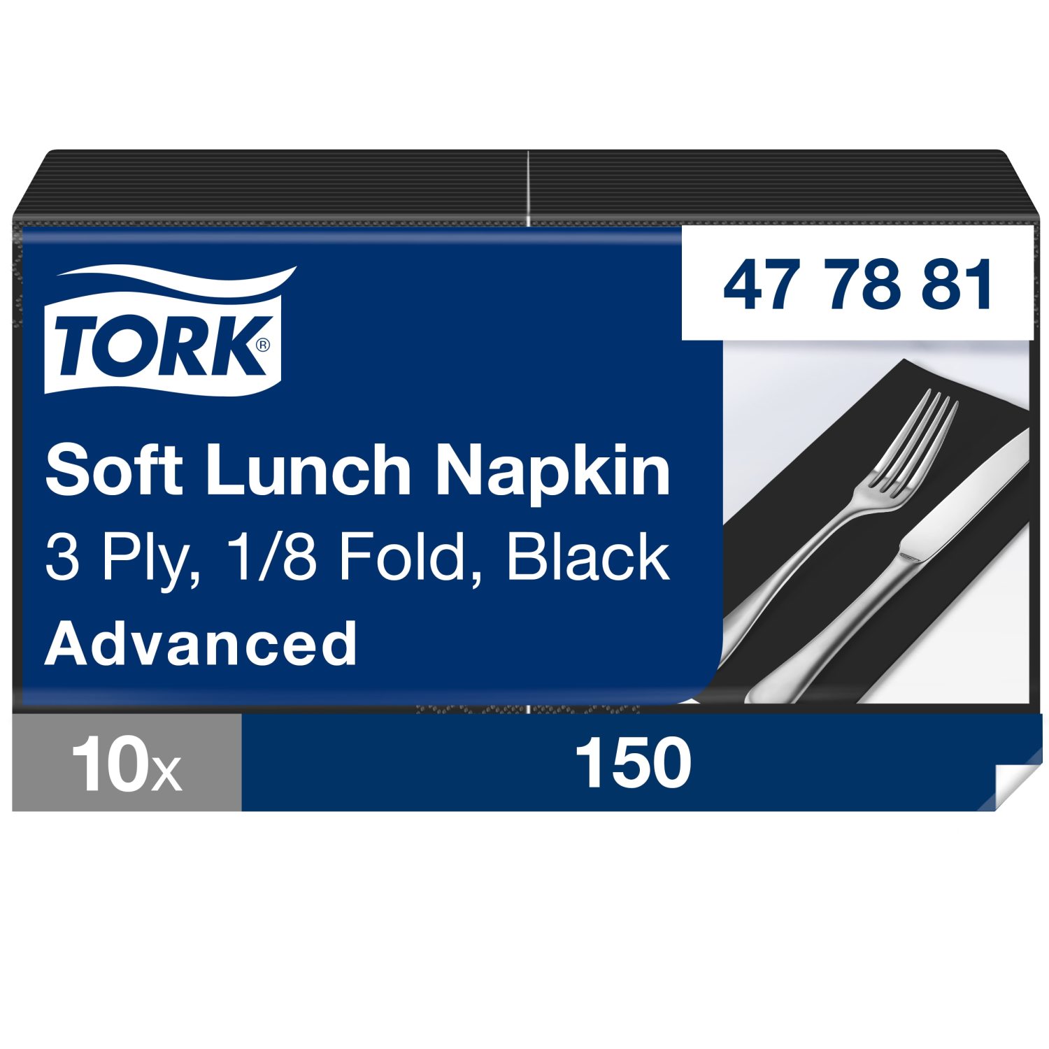 Tork Soft Lunchservet – Advanced – 33x33cm – 1/8-vouw – 3-laags – Zwart