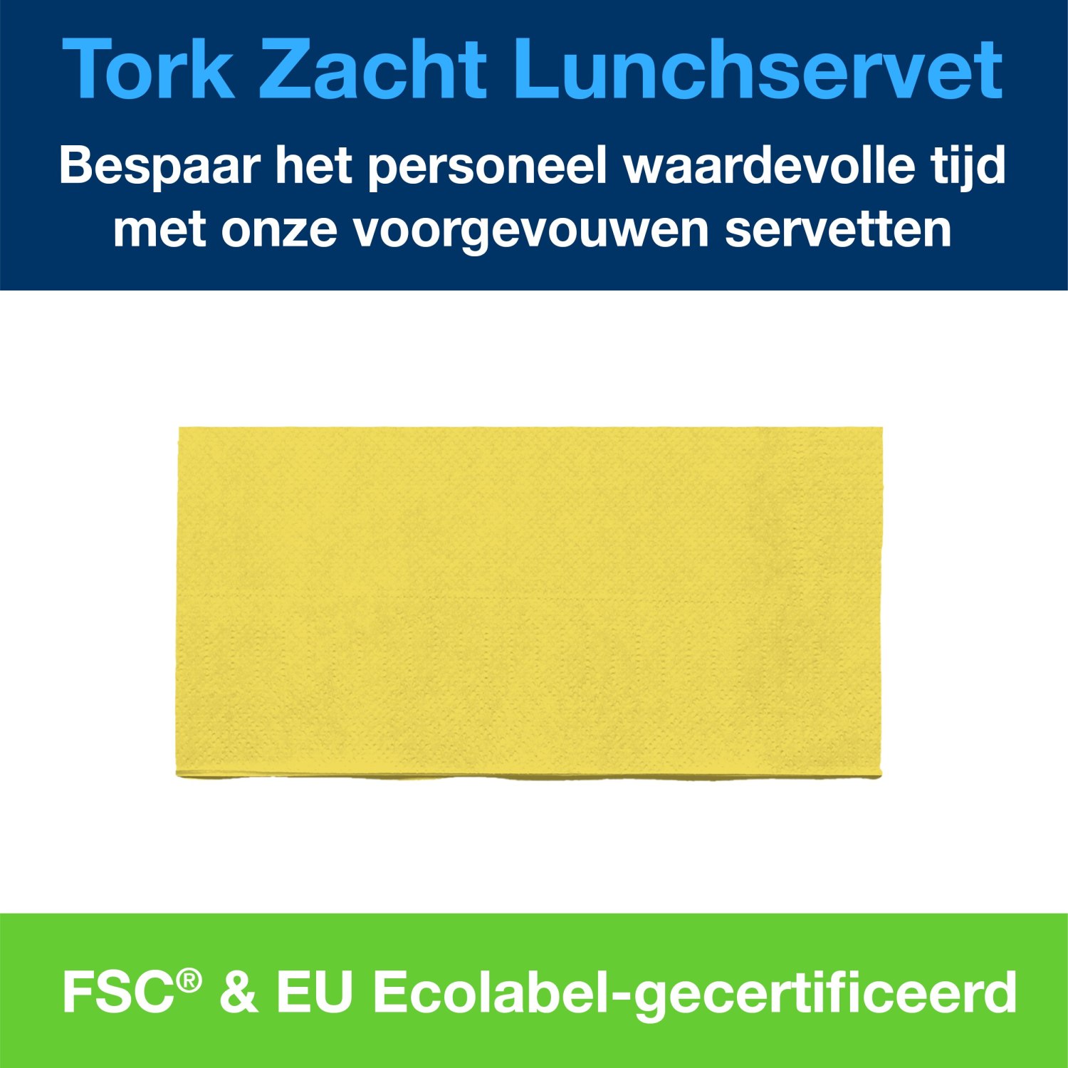 Tork Soft Lunchservet - Advanced - 33x33cm - 1/8-vouw - 3-laags - Geel - Afbeelding 5