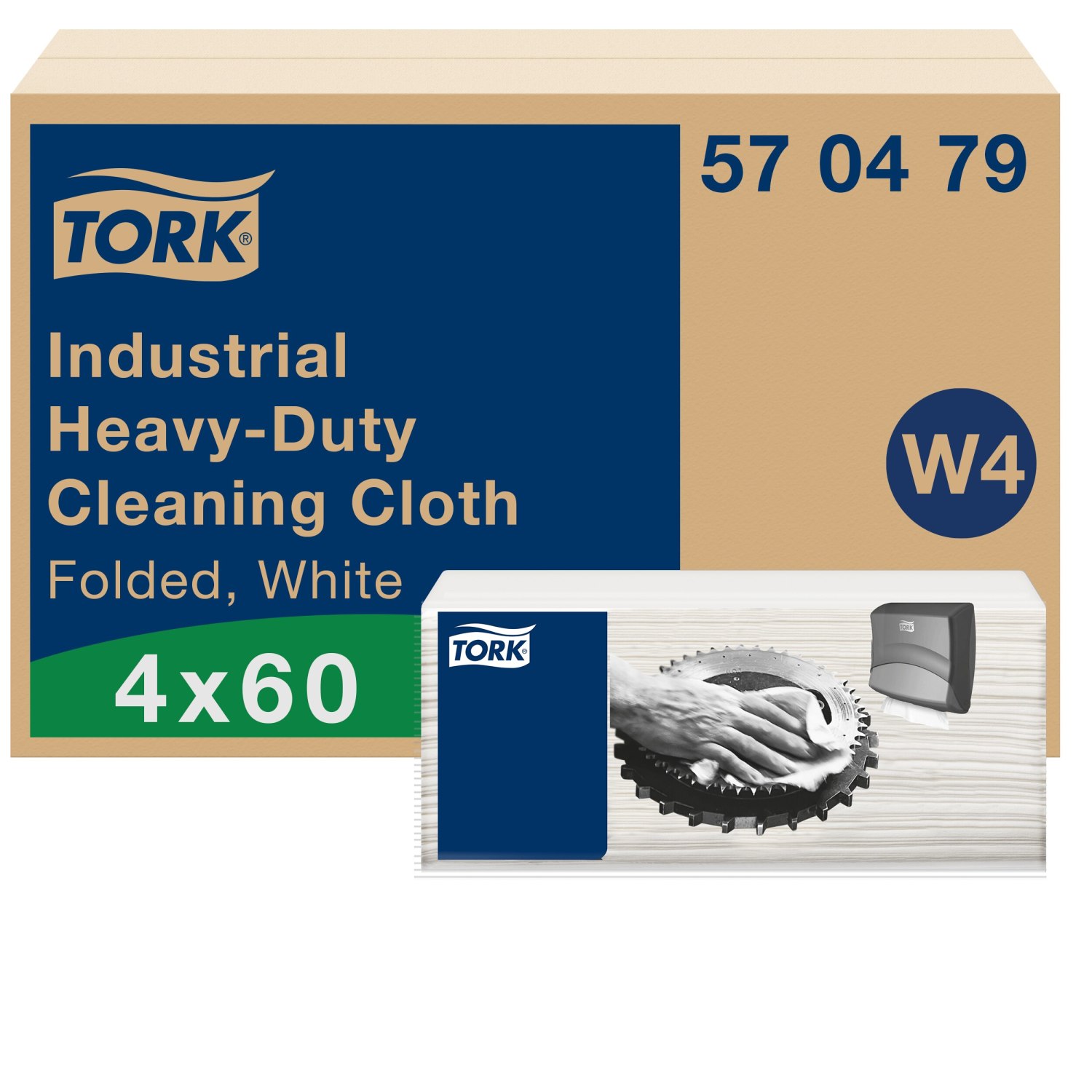 Tork Industrial Heavy-Duty Reinigingsdoek – 1-laags – Gevouwen – Wit