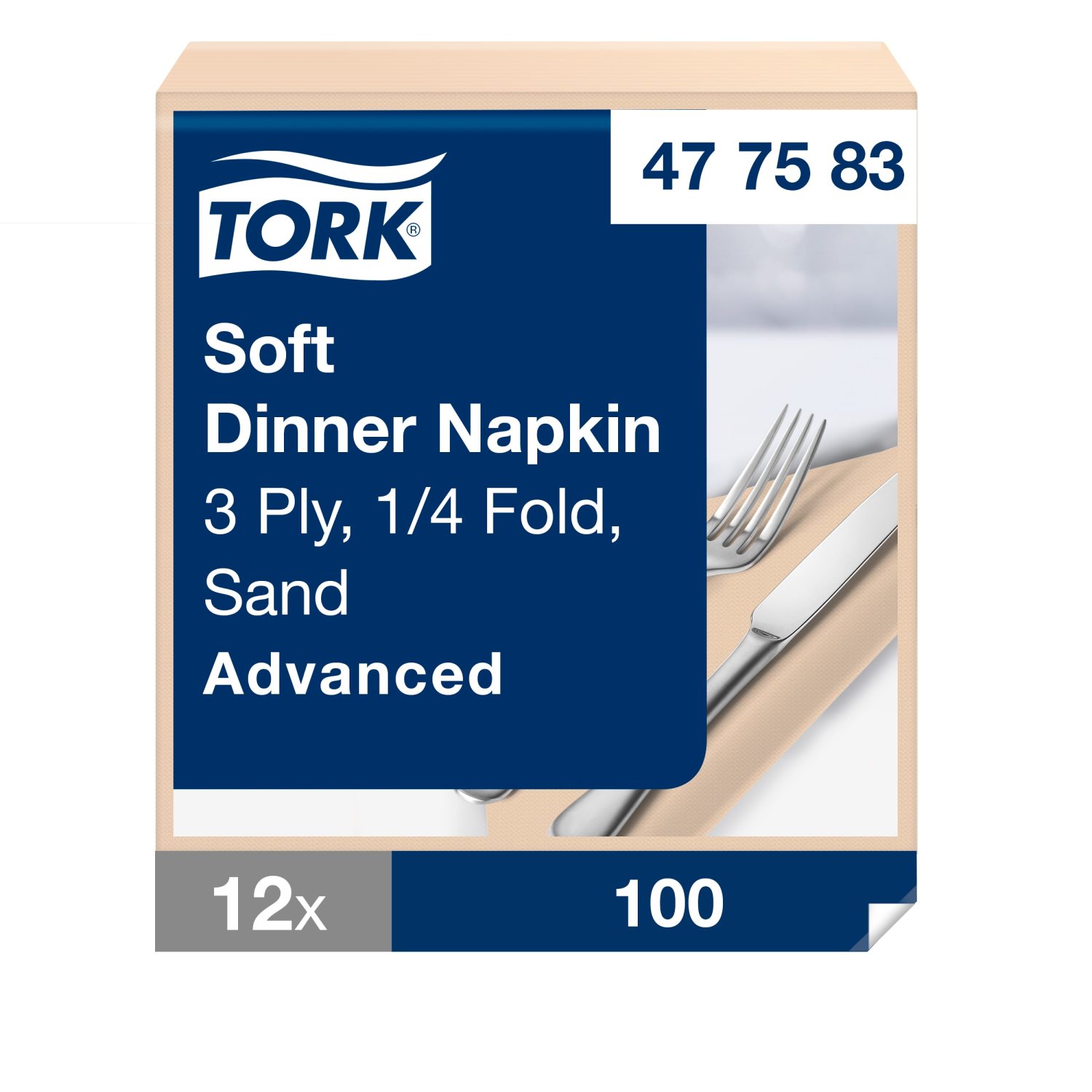 Tork Soft Dinnerservet – Advanced – 39x39cm – 1/4-vouw – 3-laags – Zand