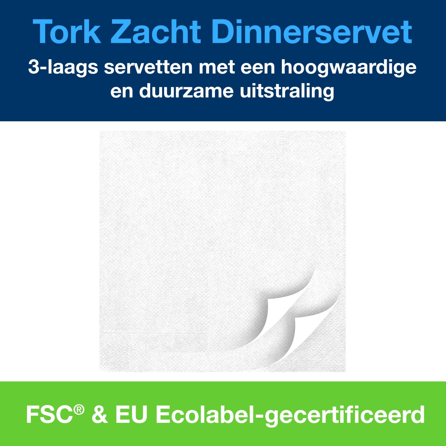 Tork Soft Dinnerservet - Advanced - 39x39cm - 1/8-vouw - 3-laags - Wit - Afbeelding 6
