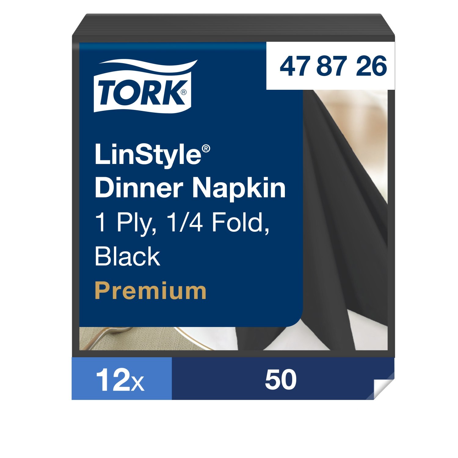 Tork LinStyle – Dinnerservet – Premium – 39x39cm – 1/4-vouw – 1-laags – Zwart