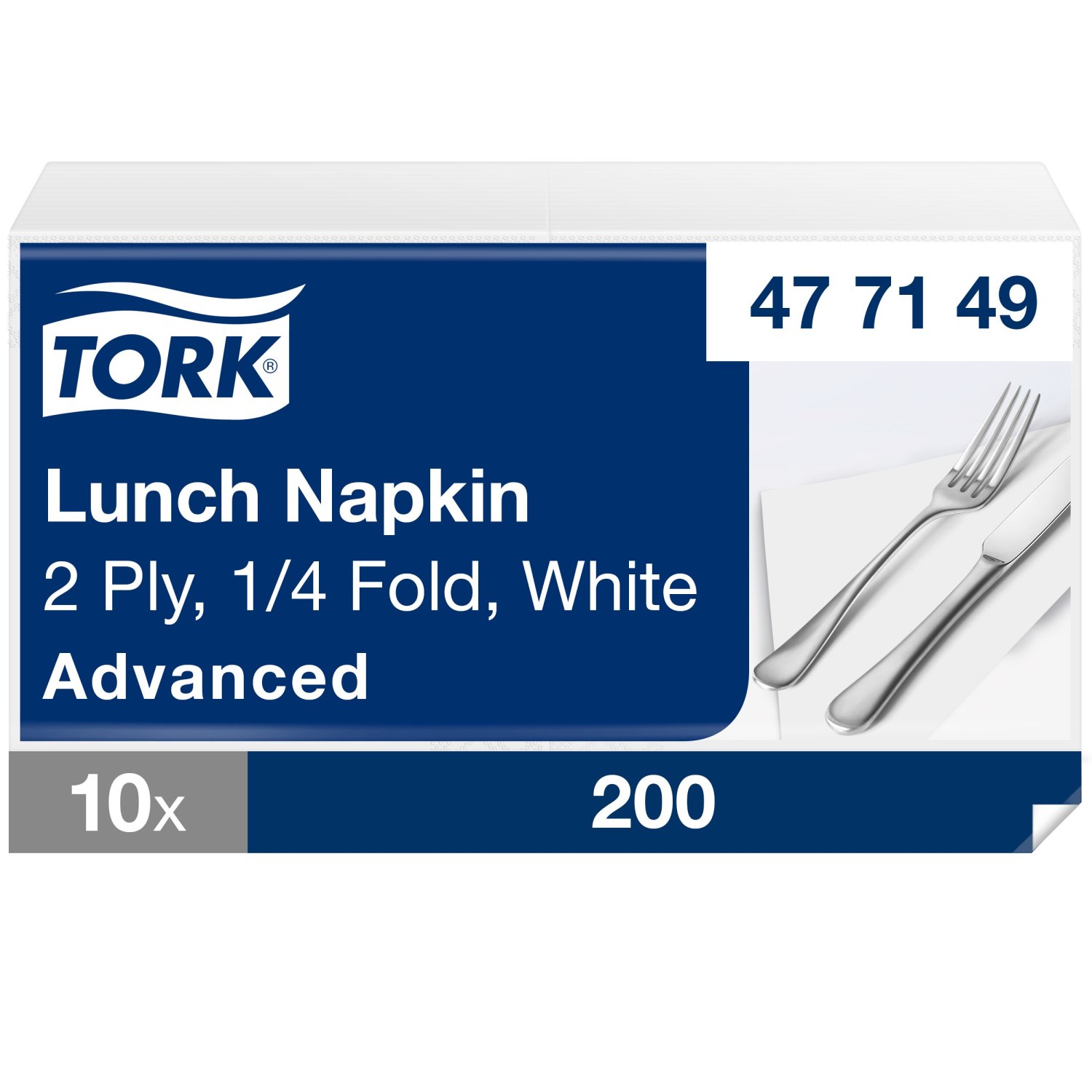Tork Lunchservet – Advanced – 33x33cm – 1/4-vouw – 2-laags – Wit