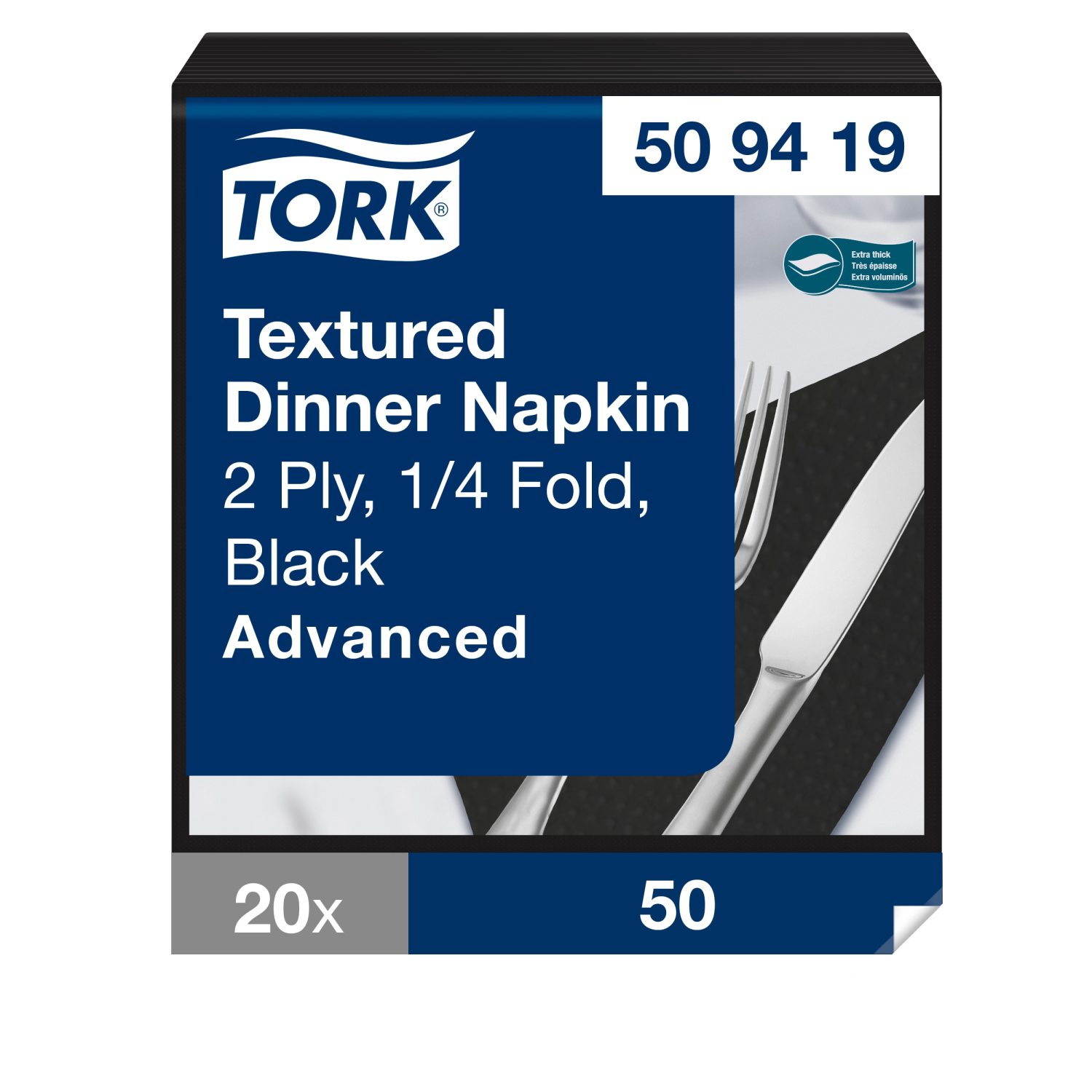 Tork Textured Dinnerservet – 2-laags – Zwart