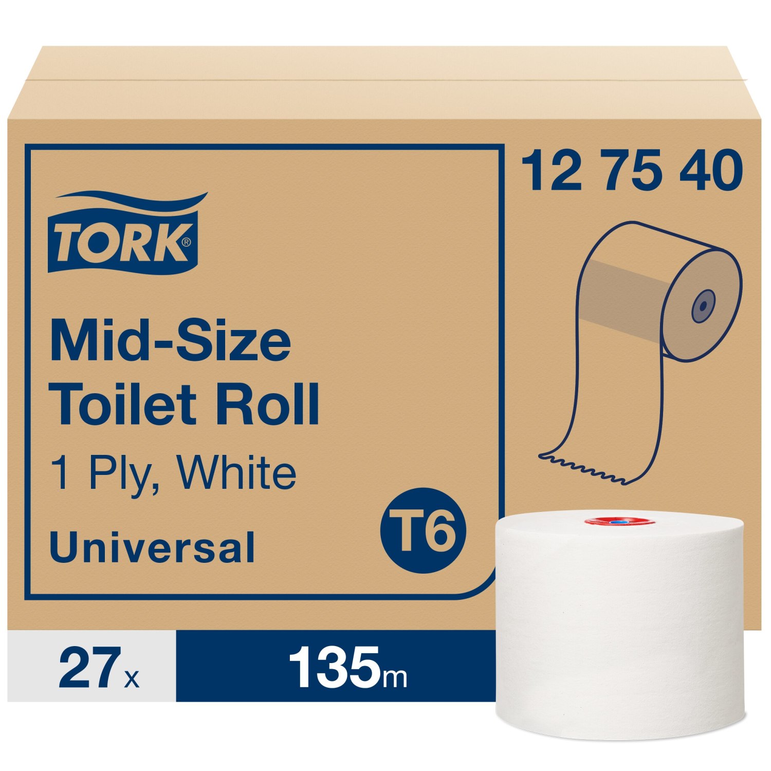 Tork Toiletpapier – Universal – 1-laags – Wit – compact – Mid-size