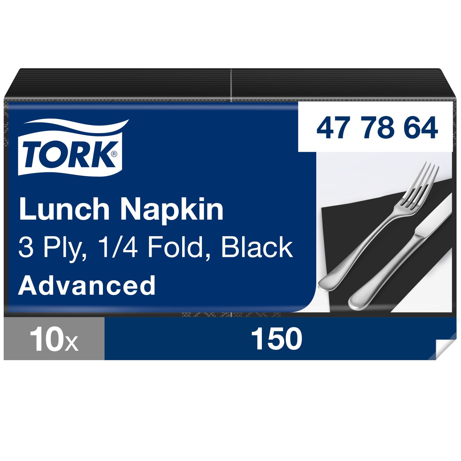 Tork Soft Lunchservet – Advanced – 33x33cm – 1/4-vouw – 3-laags – Zwart