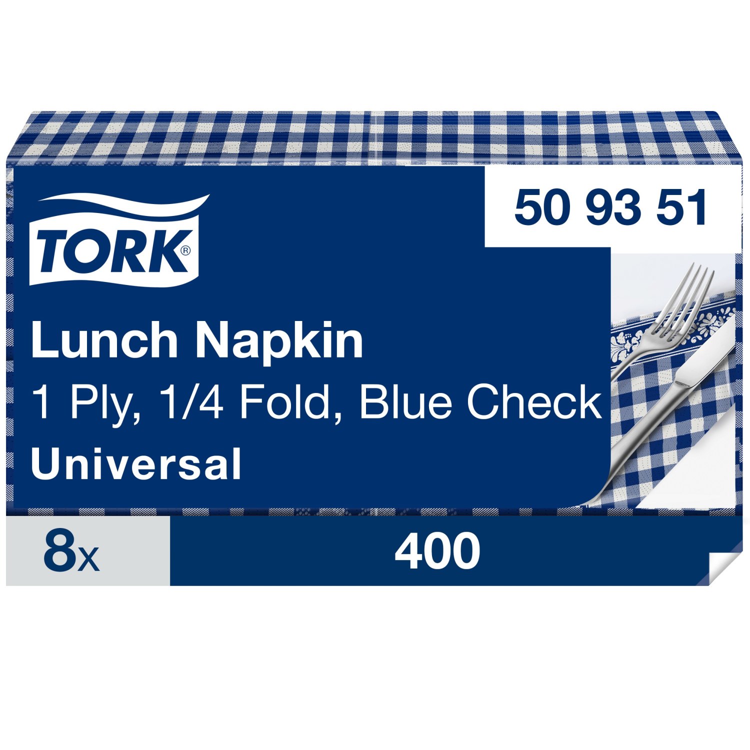 Tork Lunchservet – Blue Check – 1-laags – Decor