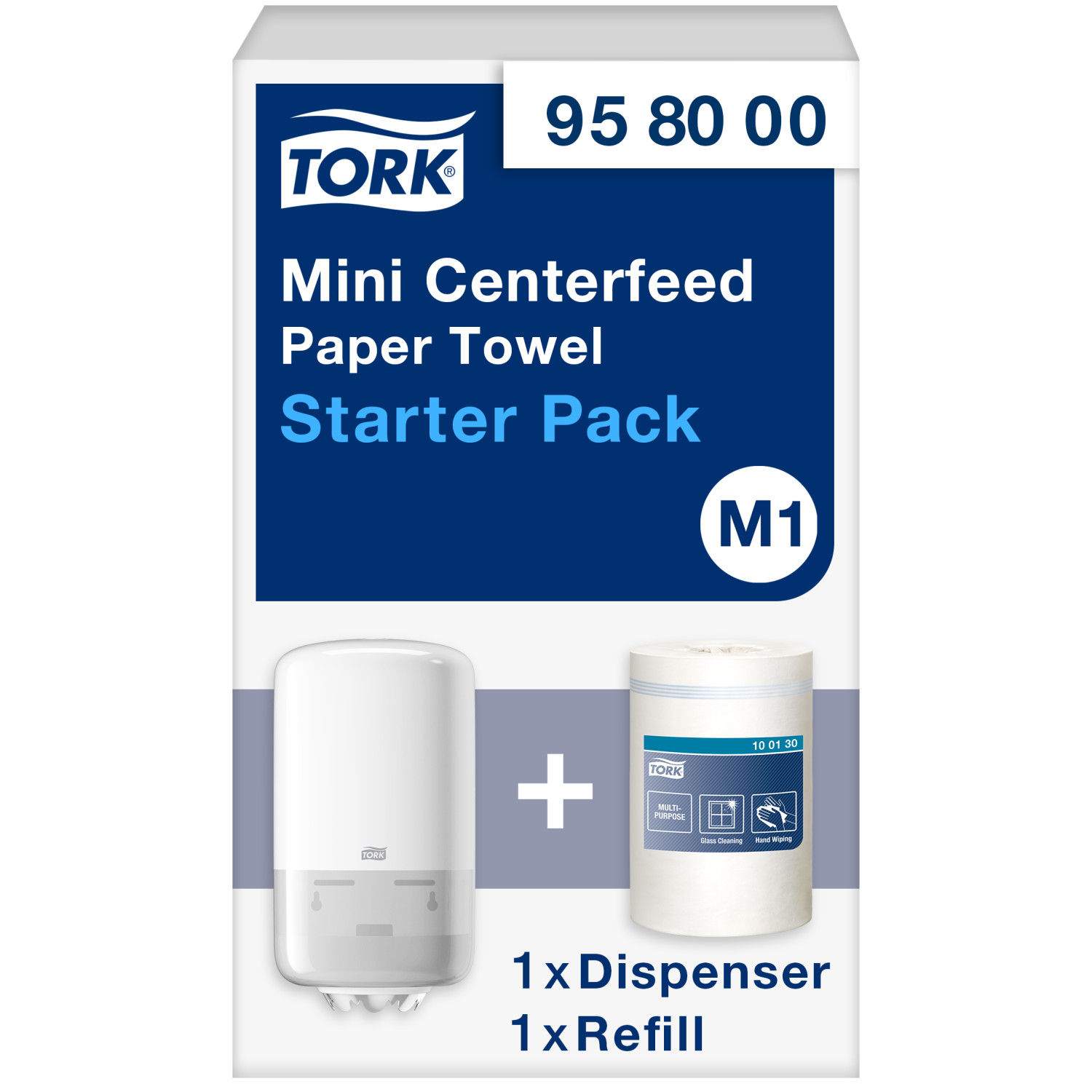 Tork Centerfeed – Mini poetspapier Dispenser – Starterpack