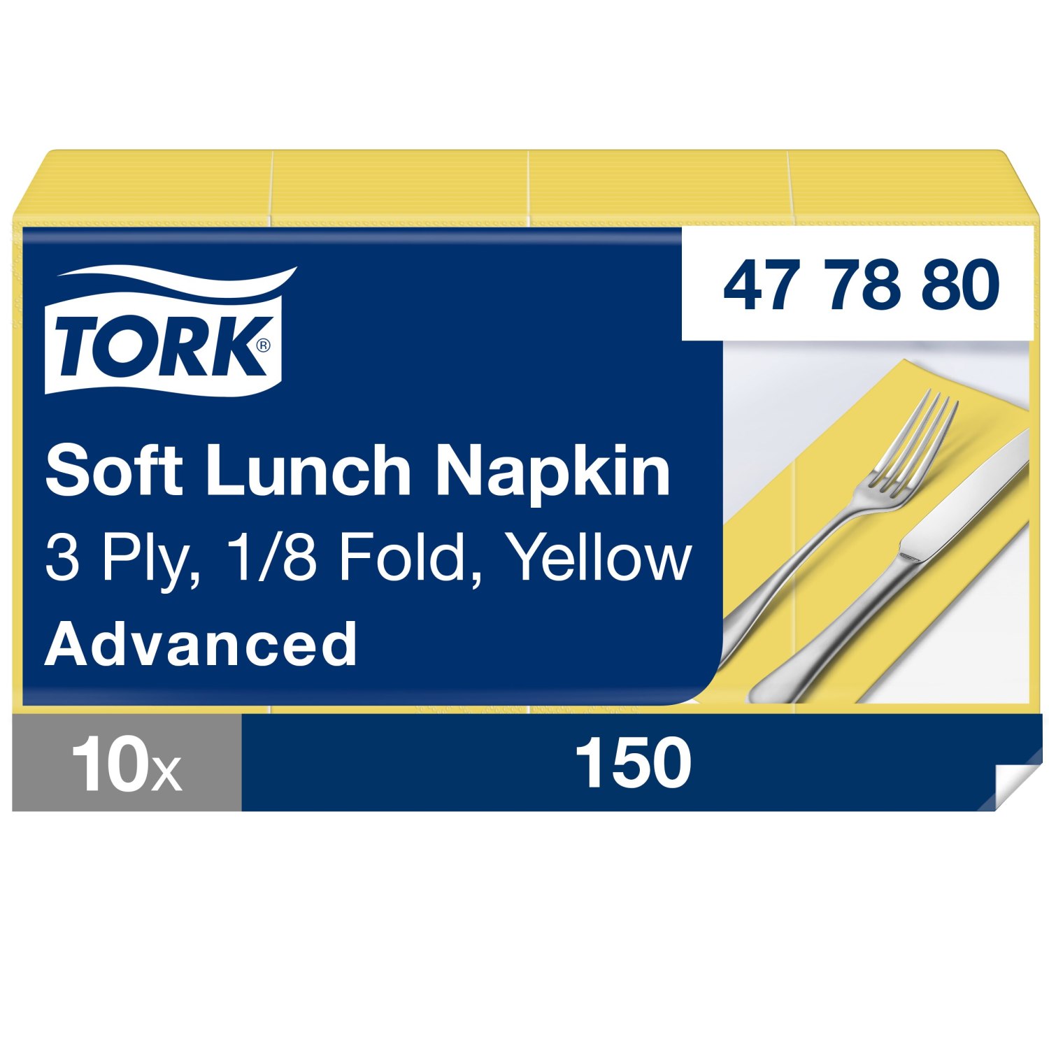 Tork Soft Lunchservet – Advanced – 33x33cm – 1/8-vouw – 3-laags – Geel