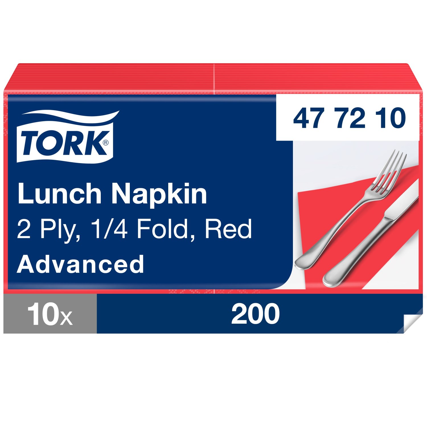 Tork Lunchservet – Advanced – 33x33cm – 1/4-vouw – 2-laags – Rood