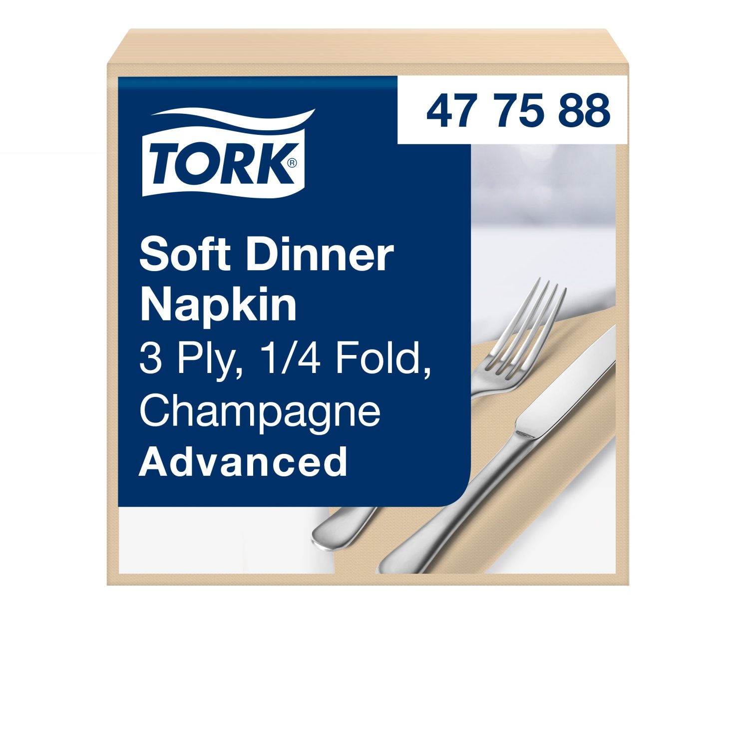 Tork Soft Dinnerservet - Advanced - 39x39cm - 1/4-vouw - 3-laags - Champagne - Afbeelding 3
