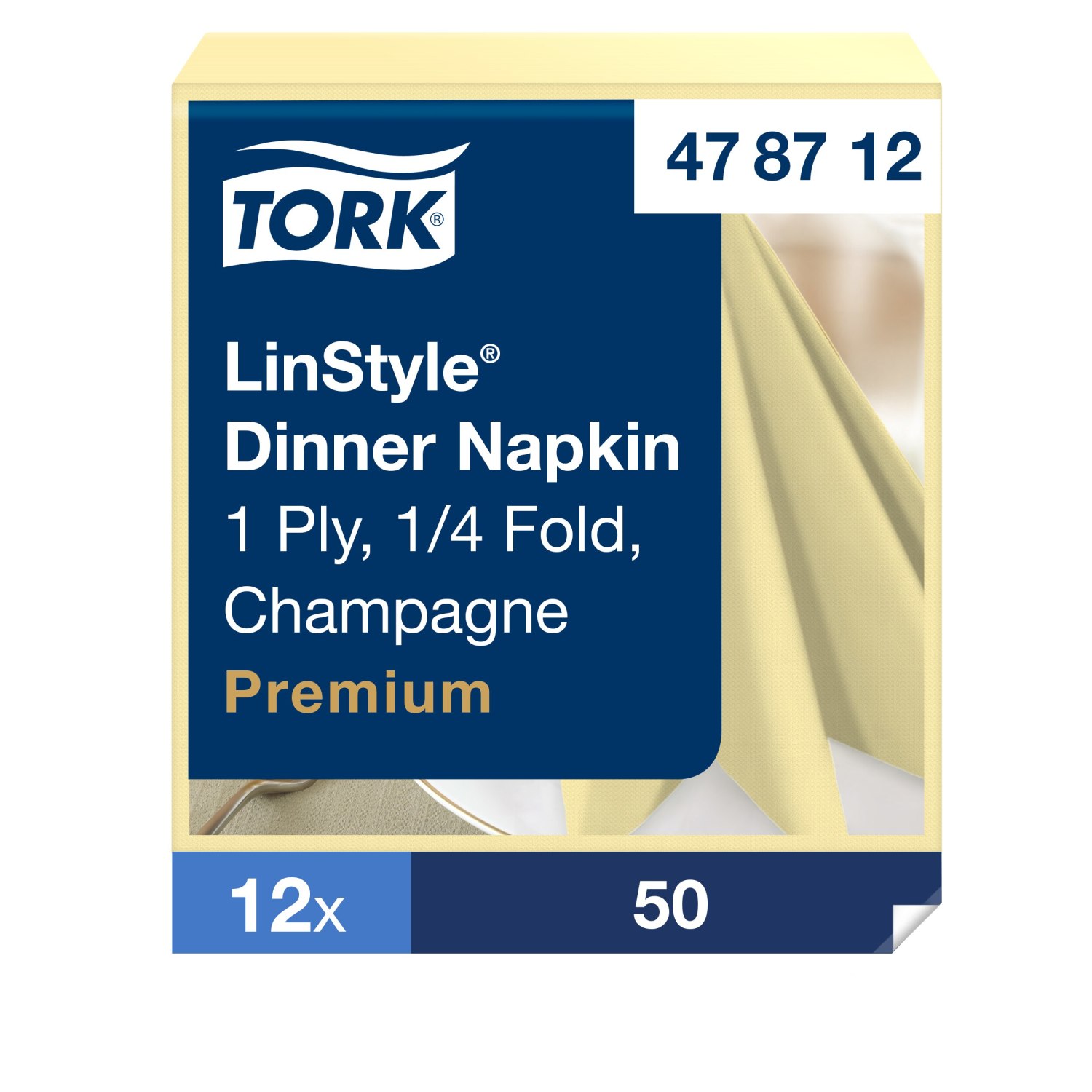 Tork LinStyle – Dinnerservet – Premium – 39x39cm – 1/4-vouw – 1-laags – Champagne