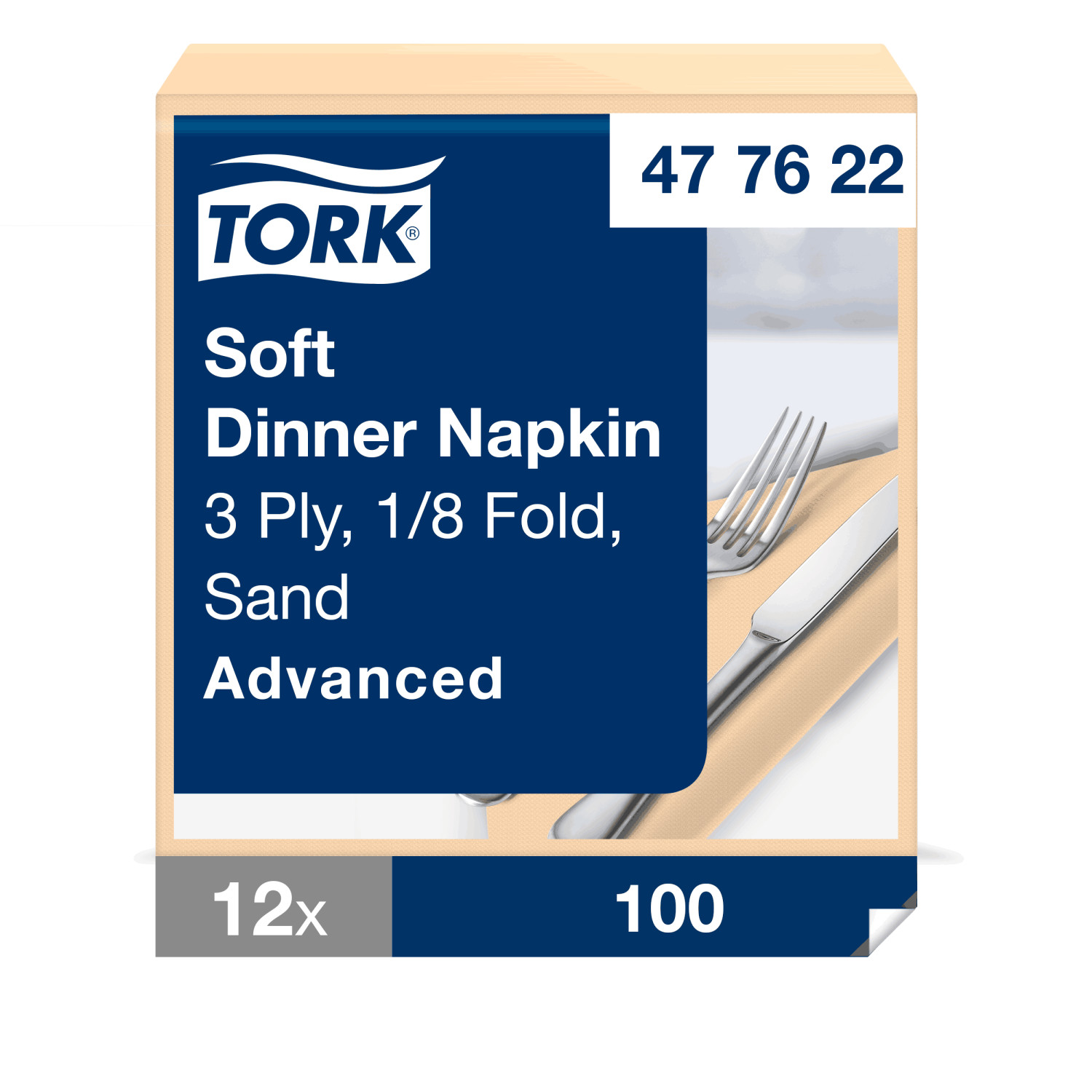 Tork Soft Dinnerservet – Advanced – 39x39cm – 1/8-vouw – 3-laags – Zand