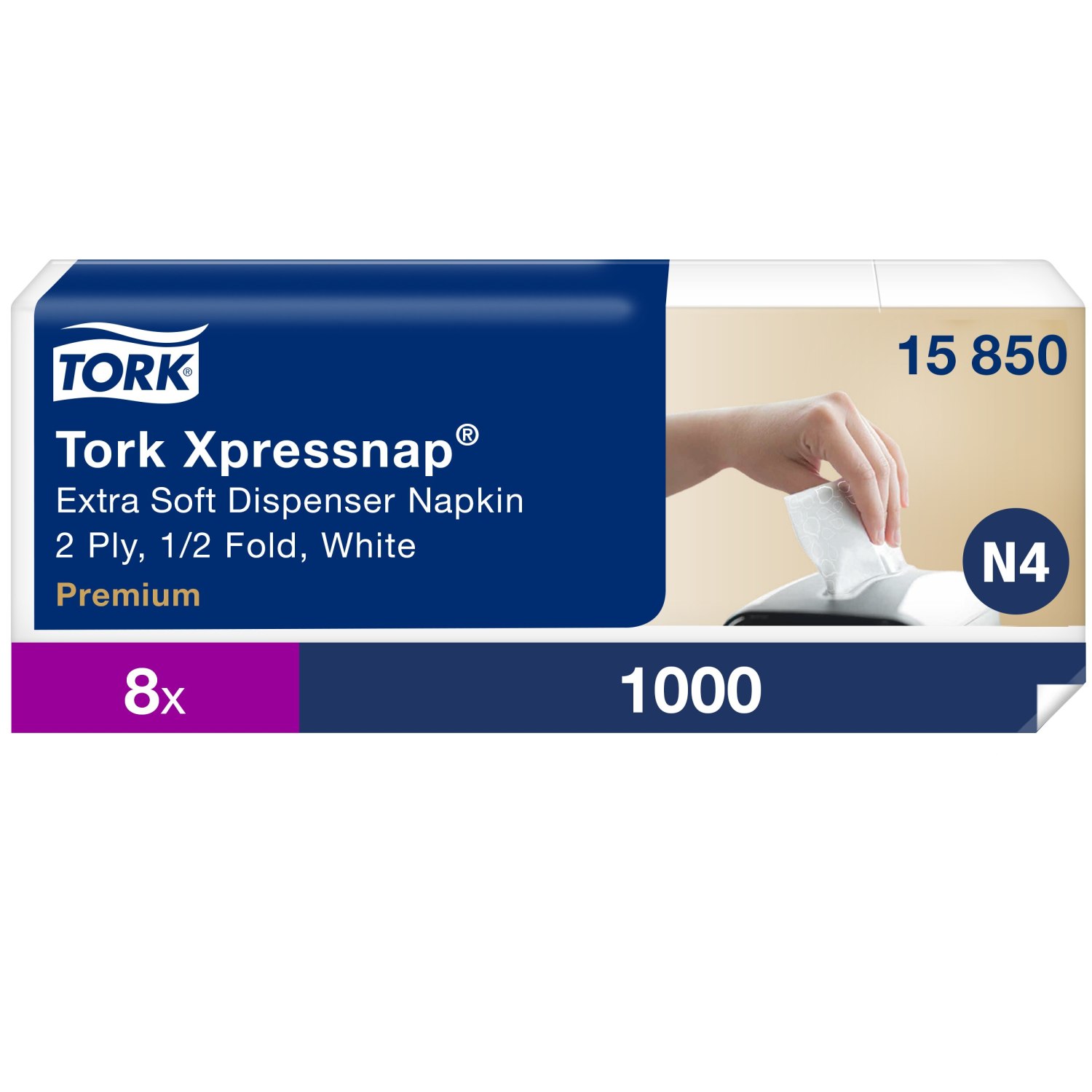 Tork Xpressnap – Dispenserservet – Premium – 17x22cm – 2-laags -Wit – Extra zacht