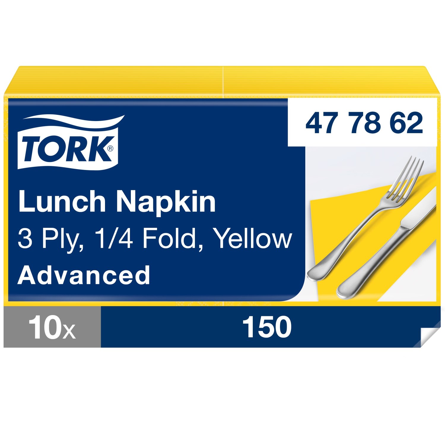 Tork Soft Lunchservet – Advanced – 33x33cm – 1/4-vouw – 3-laags – Geel