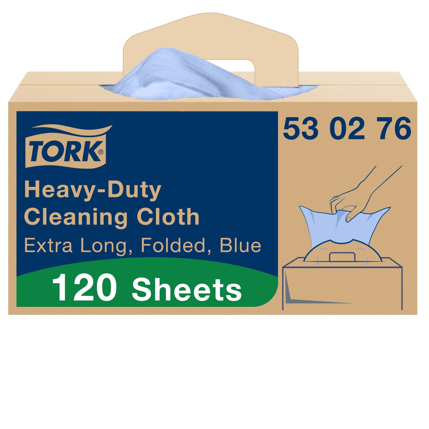 Tork Heavy-Duty – Reinigingsdoek XL Handy Box – 61,5×35,5cm – 1-laags – Blauw