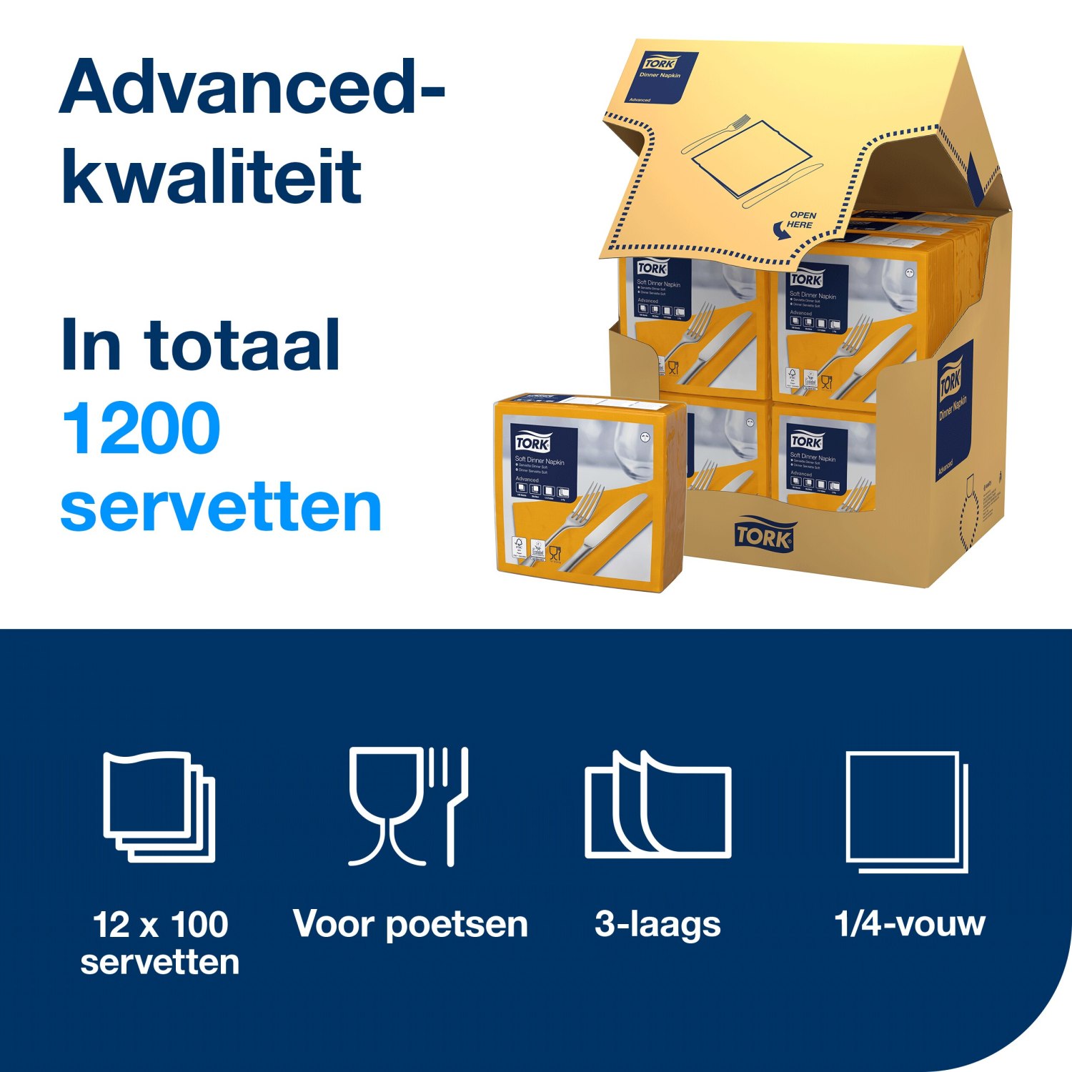 Tork Soft Dinnerservet - Advanced - 3-laags - Oranje - Afbeelding 4