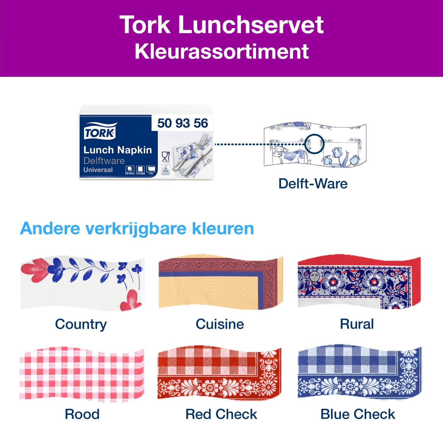 Tork Lunchservet - Delft Ware - 1-laags - Decor - Afbeelding 5